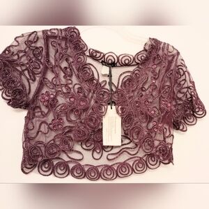 C.O.C. Brown Mesh Top,Size S, Embelished with Silver& Brown Sequins,New With Tag